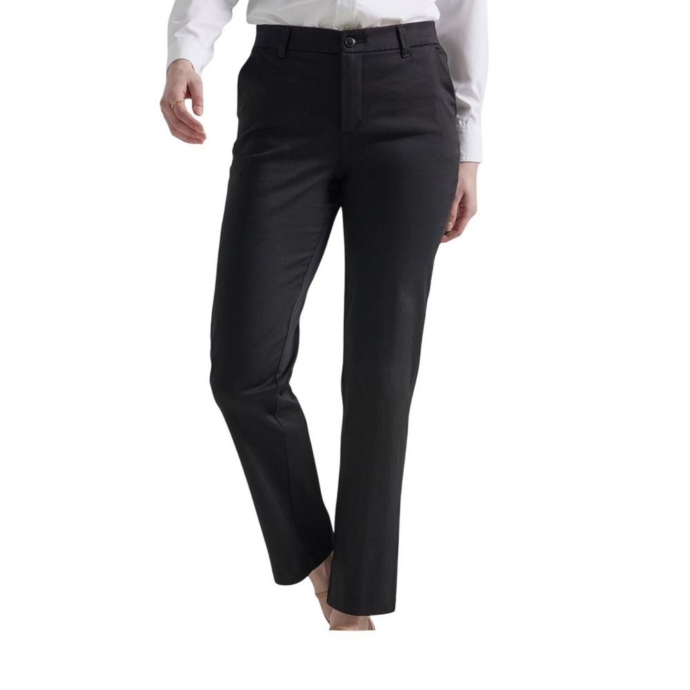 Lee Women Black Straight Mid Rise Stretch Pants Trousers Size 12 Medium
